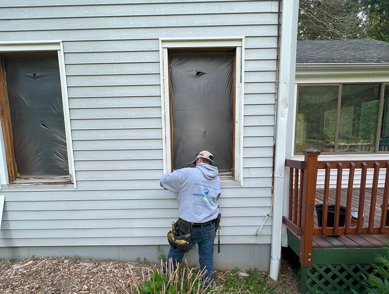Custom aluminum work on this replacement window installation